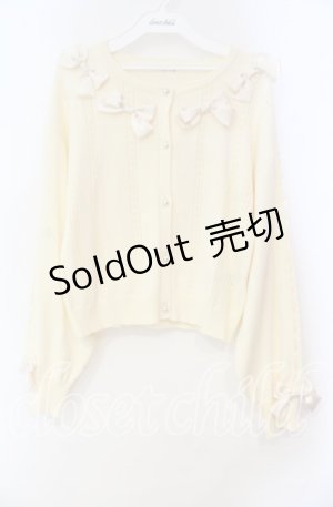 画像: axes femme / サテンリボンニットカーディガン  アイボリー O-25-11-03-049-AX-TO-IG-OS