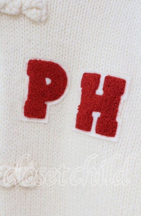 画像2: PINK HOUSE / PHロゴワッペン付きフードニットカーディガン  オフ O-25-11-03-052-LO-TO-IG-OS (2)