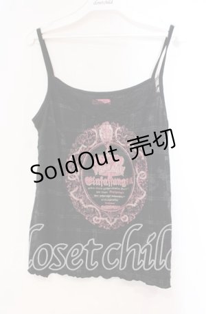 画像: H jelly / カメオプリントキャミソール  ブラック×ピンク O-25-11-03-056-HN-TO-IG-OS