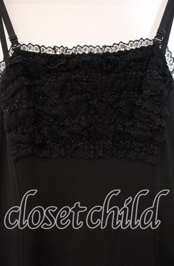 画像2: Qutie Frash / 胸フリルキャミソールワンピース  ブラック O-25-11-03-058-QU-OP-IG-OS (2)