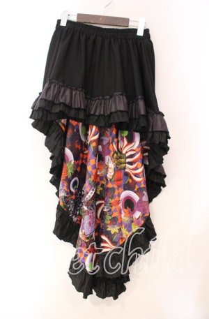 画像: Qutie Frash / 後ろロングスカート  ブラック 目玉柄 O-25-11-03-063-QU-SK-IG-OS