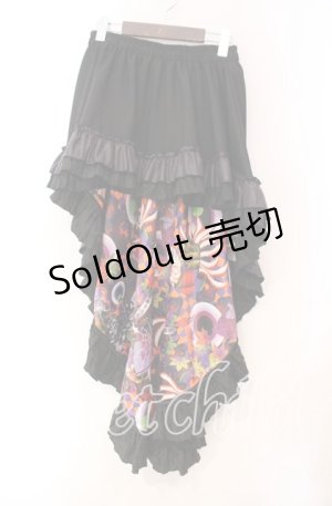 画像: Qutie Frash / 後ろロングスカート  ブラック 目玉柄 O-25-11-03-063-QU-SK-IG-OS