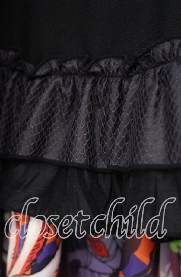 画像2: Qutie Frash / 後ろロングスカート  ブラック 目玉柄 O-25-11-03-063-QU-SK-IG-OS (2)