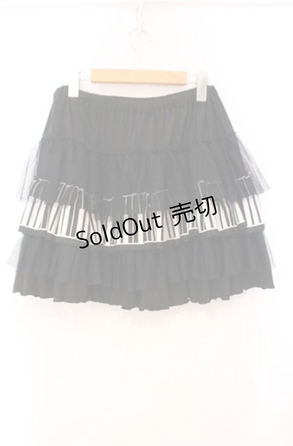 画像3: ACDC RAG / ピアノ柄ミニスカート  ブラック×ホワイト O-25-11-03-064-PU-SK-IG-OS (3)