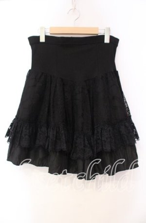 画像: Qutie Frash / 蜘蛛の巣レースティアードスカート  ブラック O-25-11-03-065-QU-SK-IG-OS