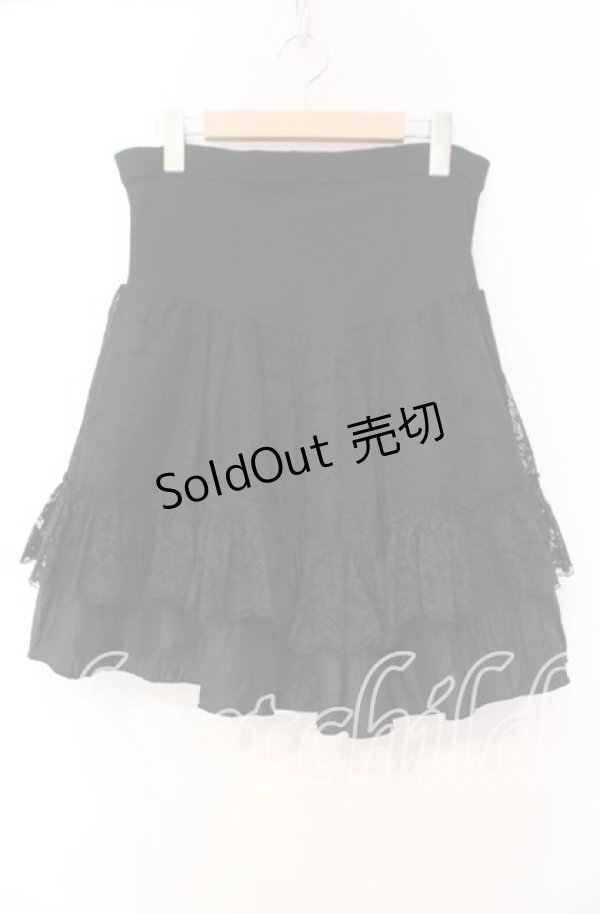 画像1: Qutie Frash / 蜘蛛の巣レースティアードスカート  ブラック O-25-11-03-065-QU-SK-IG-OS (1)