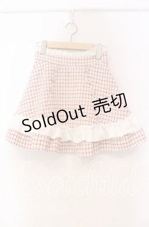 画像: DearMyLove / ハートビジューフリルツイードスカート S アカ O-25-11-03-074-EL-SK-OW-OS
