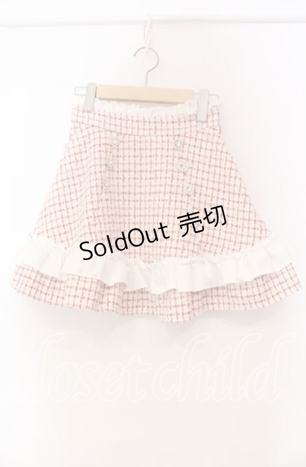 画像1: DearMyLove / ハートビジューフリルツイードスカート S アカ O-25-11-03-074-EL-SK-OW-OS (1)