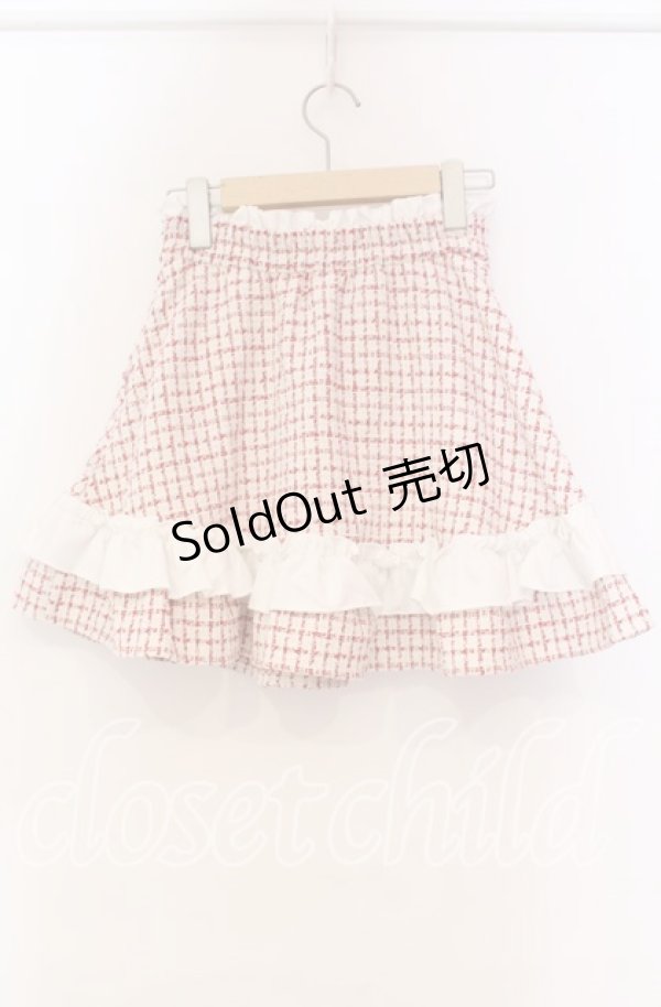 画像3: DearMyLove / ハートビジューフリルツイードスカート S アカ O-25-11-03-074-EL-SK-OW-OS (3)