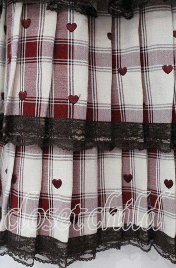 画像2: mille fille close by LODISPOTTO / ショコラハートチェックスカート S ベージュ×アカ O-25-11-03-080-LO-SK-OW-OS (2)