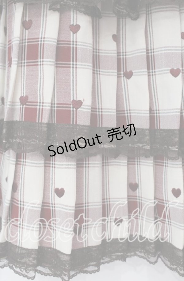 画像2: mille fille close by LODISPOTTO / ショコラハートチェックスカート S ベージュ×アカ O-25-11-03-080-LO-SK-OW-OS (2)