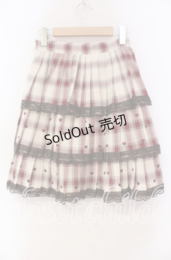 画像3: mille fille close by LODISPOTTO / ショコラハートチェックスカート S ベージュ×アカ O-25-11-03-080-LO-SK-OW-OS (3)