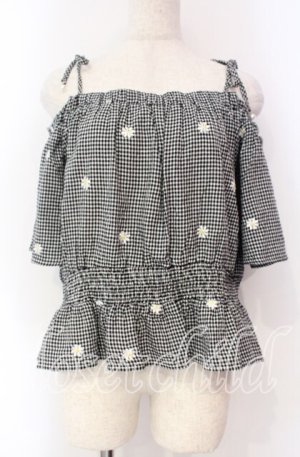 画像: LODISPOTTO / フラワー刺繍オフショルトップス M クロ O-25-11-03-081-LO-TO-OW-OS