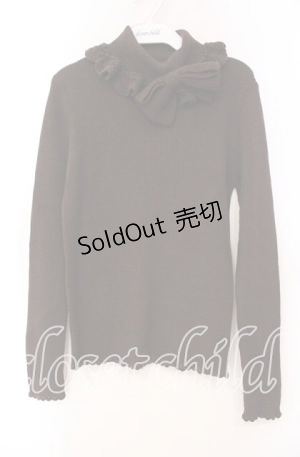 画像1: BABY,THE STARS SHINE BRIGHT / 大きなリボンのタートルネックプルオーバー  ブラウン O-25-11-03-082-BA-TO-OW-OS (1)