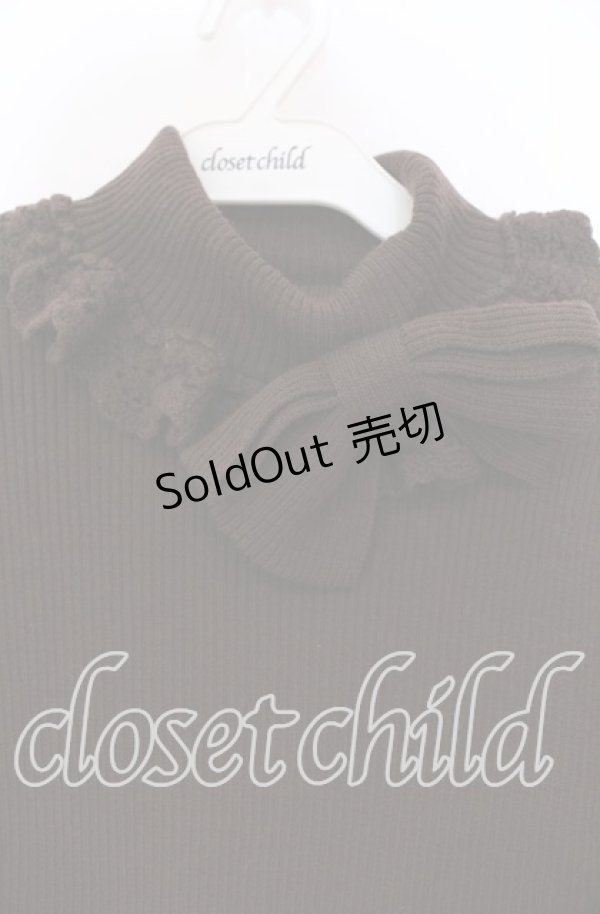 画像2: BABY,THE STARS SHINE BRIGHT / 大きなリボンのタートルネックプルオーバー  ブラウン O-25-11-03-082-BA-TO-OW-OS (2)