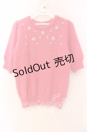 画像: LODISPOTTO / ビジュー配色シャギーニット M ピンク O-25-11-03-084-LO-TO-OW-ZT120