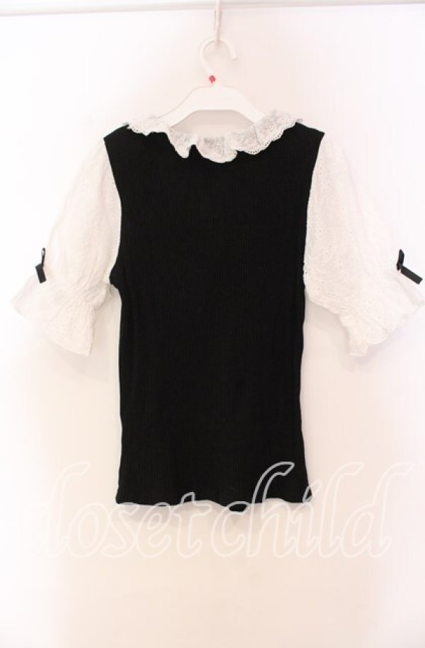 画像4: DearMyLove / 大きめリボンフリルビジュートップス M クロ O-25-11-03-088-EL-TO-OW-ZT272 (4)