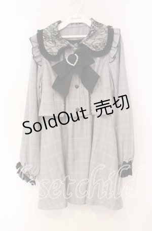 画像: DearMyLove / セットアップ風レース重ねリボンワンピース M グレーチェック O-25-11-03-089-EL-OP-OW-OS