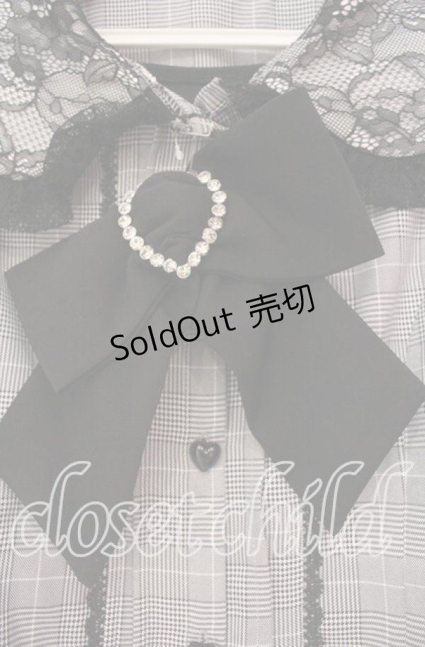 画像2: DearMyLove / セットアップ風レース重ねリボンワンピース M グレーチェック O-25-11-03-089-EL-OP-OW-OS (2)