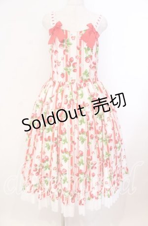 画像: heavenlygarden / イチゴ編み上げジャンパースカート  シロ×アカ O-25-11-03-009-LO-OP-IG-OS