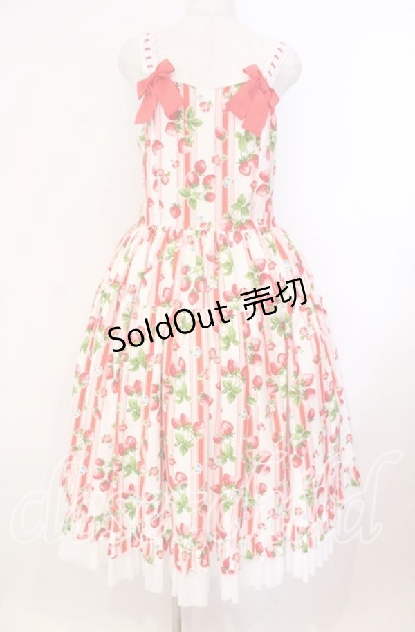 画像1: heavenlygarden / イチゴ編み上げジャンパースカート  シロ×アカ O-25-11-03-009-LO-OP-IG-OS (1)