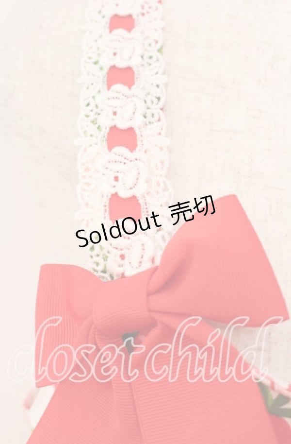 画像3: heavenlygarden / イチゴ編み上げジャンパースカート  シロ×アカ O-25-11-03-009-LO-OP-IG-OS (3)