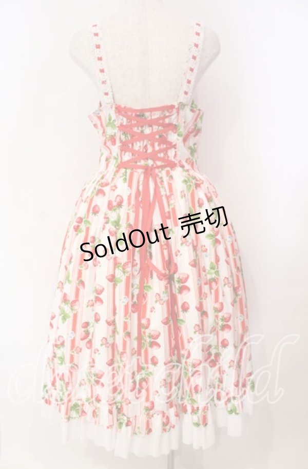 画像5: heavenlygarden / イチゴ編み上げジャンパースカート  シロ×アカ O-25-11-03-009-LO-OP-IG-OS (5)