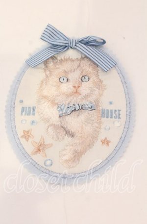 画像: PINK HOUSE / さざ波とねこ刺繍ブローチ  サックス O-25-11-03-003-LO-TO-IG-OS