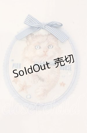画像: 【SALE】PINK HOUSE / さざ波とねこ刺繍ブローチ  サックス O-25-11-03-003-LO-TO-IG-ZT434-F004