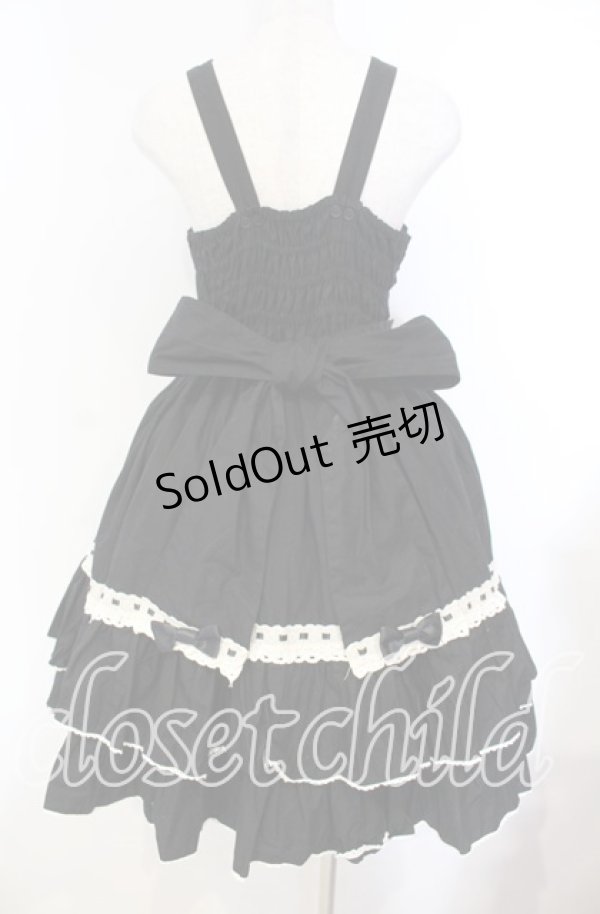 画像5: metamorphose / はしごレースジャンパースカート（無地）  クロ×オフ O-25-11-04-040-ME-OP-IG-OS (5)