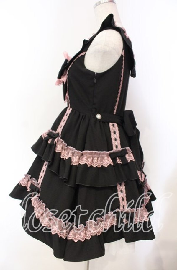 画像4: DearMyLoveEmily / フリルたっぷりはしごレースリボンジャンスカ M クロ×ピンク O-25-11-04-042-LO-OP-IG-OS (4)