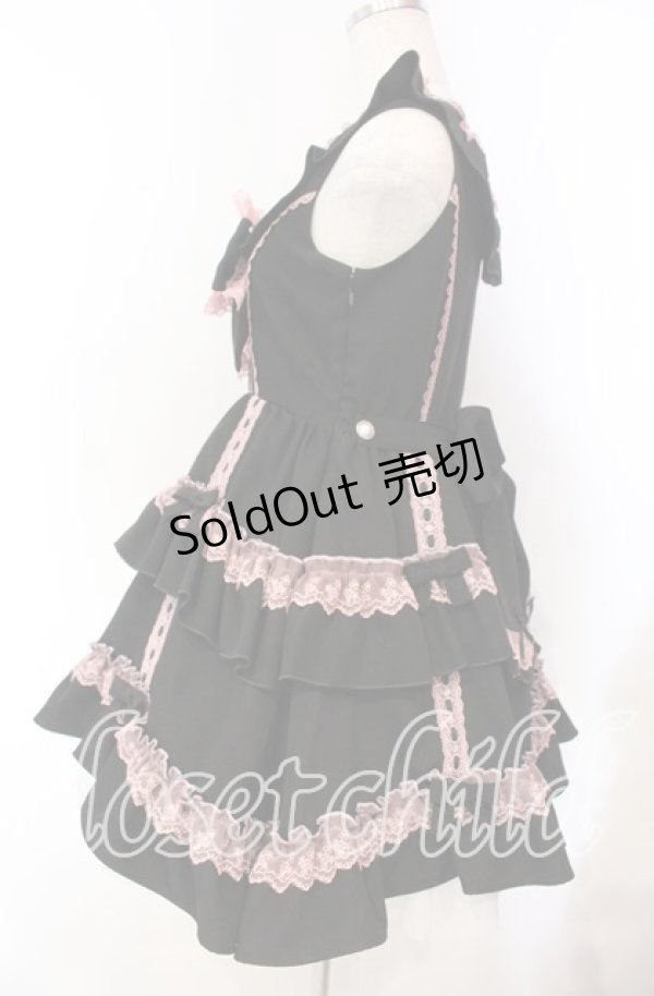画像4: DearMyLoveEmily / フリルたっぷりはしごレースリボンジャンスカ M クロ×ピンク O-25-11-04-042-LO-OP-IG-OS (4)