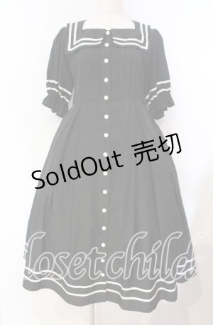 画像: Physical Drop / 半袖スクエアタックセーラーワンピース  クロ O-25-11-04-043-LO-OP-IG-OS