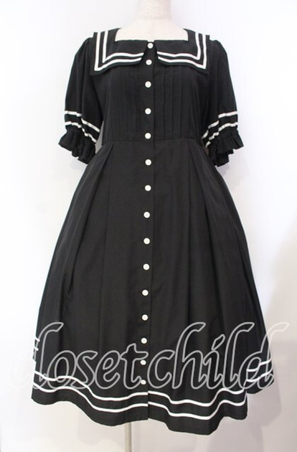 画像1: Physical Drop / 半袖スクエアタックセーラーワンピース  クロ O-25-11-04-043-LO-OP-IG-OS (1)