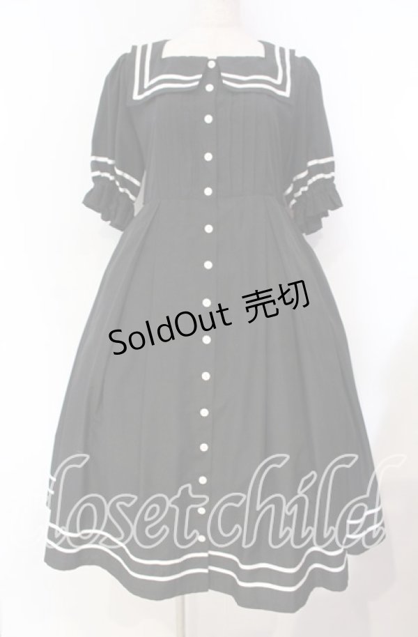 画像1: Physical Drop / 半袖スクエアタックセーラーワンピース  クロ O-25-11-04-043-LO-OP-IG-OS (1)