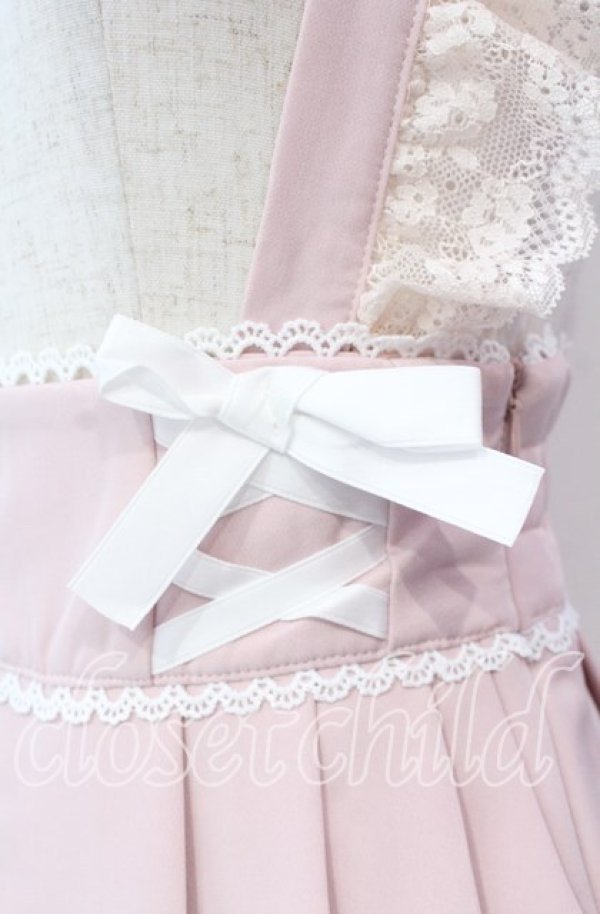 画像2: DearMyLove / レースサス付きプリーツスカート S ピンク O-25-11-04-049-EL-SK-OW-OS (2)