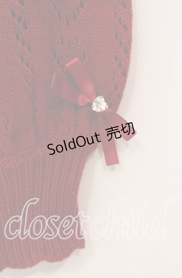 画像2: DearMyLove / キラキラハート編み柄ショートカーディガン M〜L アカ O-25-11-04-006-EL-TO-OW-OS (2)