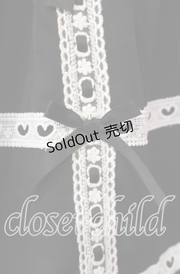 画像2: DearMyLove / はしごレースサス付きフリルリボンスカート S クロ O-25-11-04-051-EL-SK-OW-OS (2)