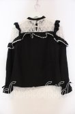 画像3: DearMyLove / レースフリルポンポンリボンブラウス M クロ O-25-11-04-007-EL-BL-OW-OS (3)