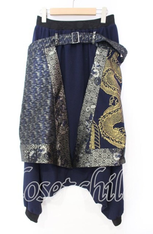 画像1: Qutie Frash / ラップ付きサルエルパンツ  ネイビー O-25-11-04-065-QU-PA-OW-OS (1)