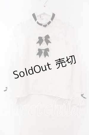 画像: DearMyLove / ハートビジューリボンオフショル風レースブラウス M シロ O-25-11-04-008-EL-BL-OW-OS