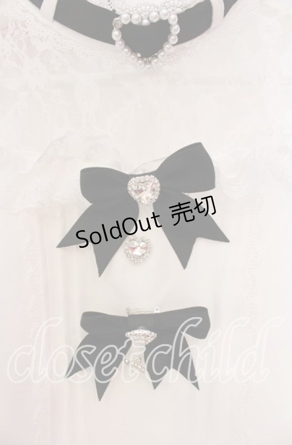 画像2: DearMyLove / ハートビジューリボンオフショル風レースブラウス M シロ O-25-11-04-008-EL-BL-OW-OS (2)