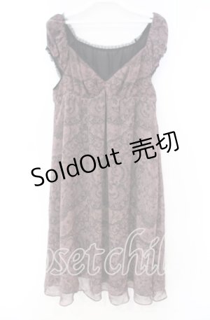 画像: HYSTERIC GLAMOUR /ULLDANCINGLACE総柄ギャザーワンピース  ピンク×クロ O-25-11-04-073-PU-OP-IG-OS