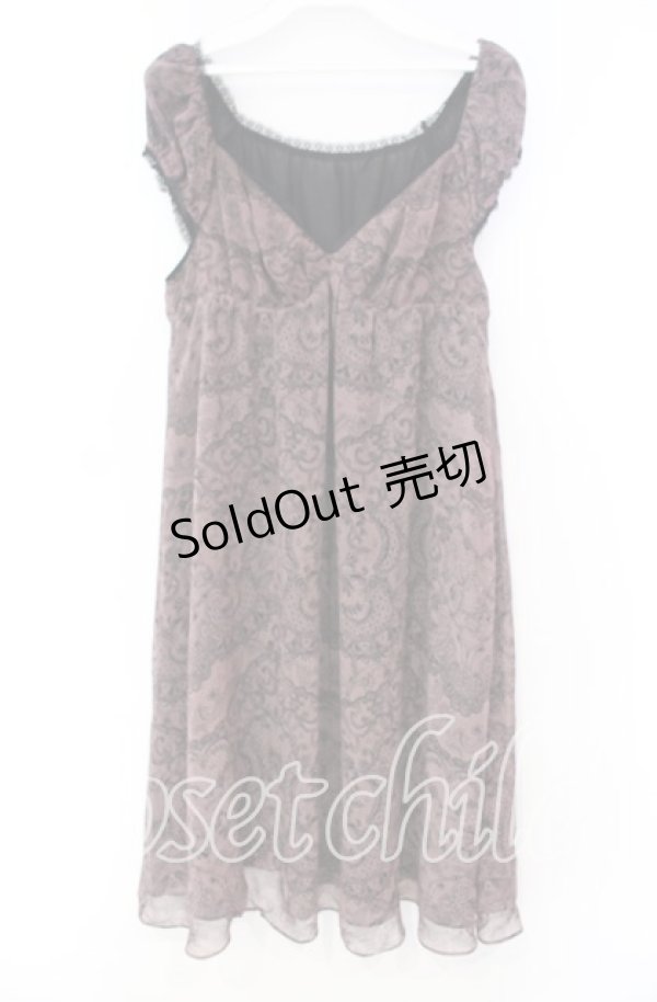 画像1: HYSTERIC GLAMOUR /ULLDANCINGLACE総柄ギャザーワンピース  ピンク×クロ O-25-11-04-073-PU-OP-IG-OS (1)