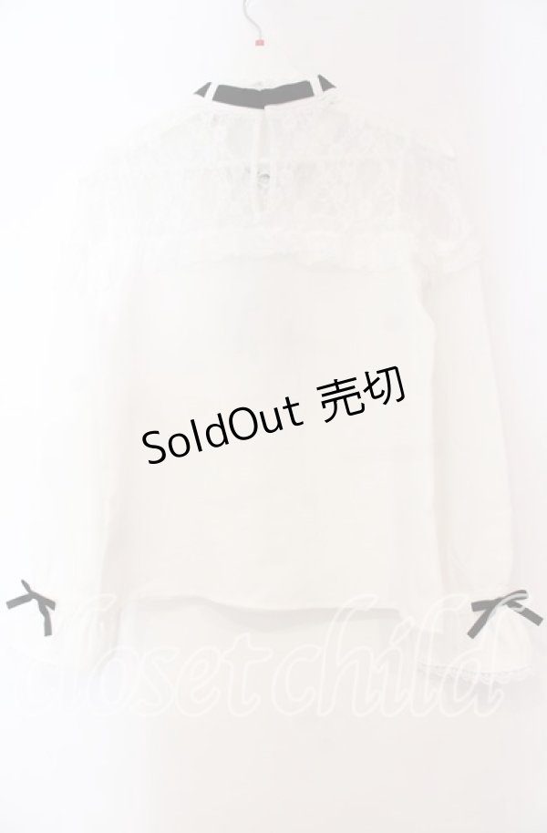画像3: DearMyLove / ハートビジューリボンオフショル風レースブラウス M シロ O-25-11-04-008-EL-BL-OW-OS (3)
