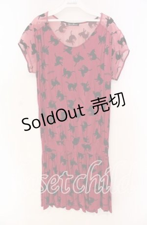 画像: 【SALE】HYSTERIC GLAMOUR /ACK CAT総柄ワンピース  ピンク×クロ O-25-11-04-076-PU-OP-IG-ZT037