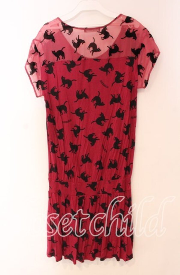 画像3: HYSTERIC GLAMOUR /ACK CAT総柄ワンピース  ピンク×クロ O-25-11-04-076-PU-OP-IG-ZT1211F (3)