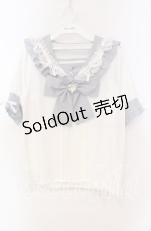 画像: Dear My Love / ハートリボンたっぷりフリルセーラーブラウス M サックス O-25-11-04-009-EL-BL-OW-OS