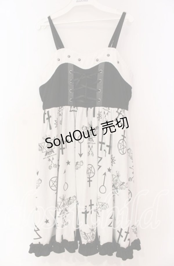 画像1: 【SALE】SEX POT ReVeNGe / LACE UP WITCH ワンピース  ホワイト×ブラック O-25-11-04-080-SP-OP-IG-ZT406 (1)