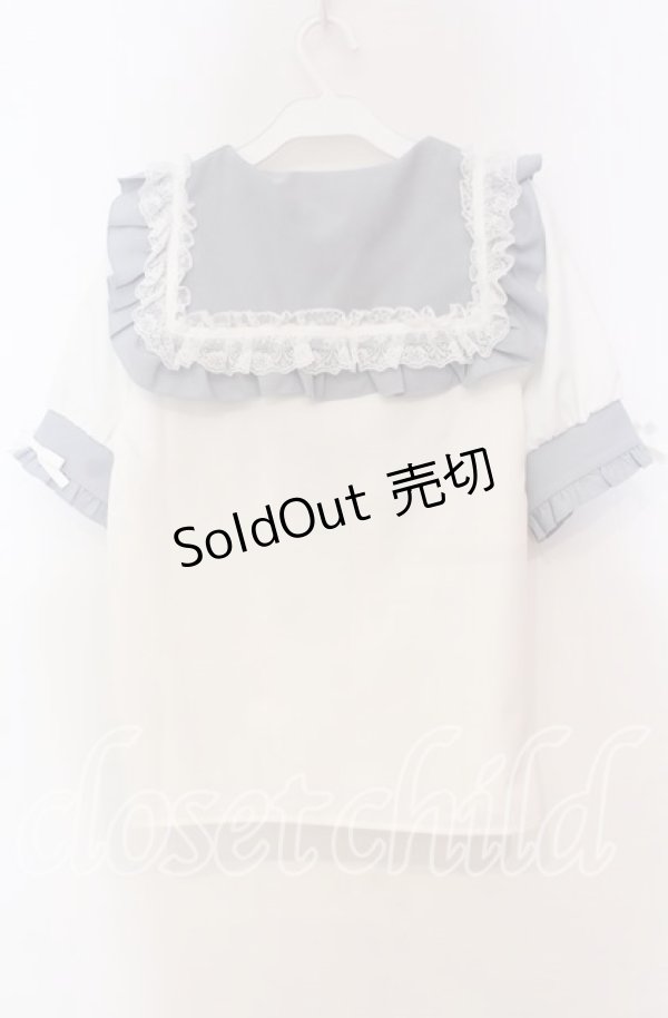 画像3: Dear My Love / ハートリボンたっぷりフリルセーラーブラウス M サックス O-25-11-04-009-EL-BL-OW-OS (3)